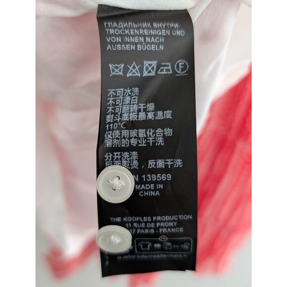 NWT The Kooples Floral Print Collard Striped Maxi Dress Red White Sz 1 US Small - Picture 9 of 11